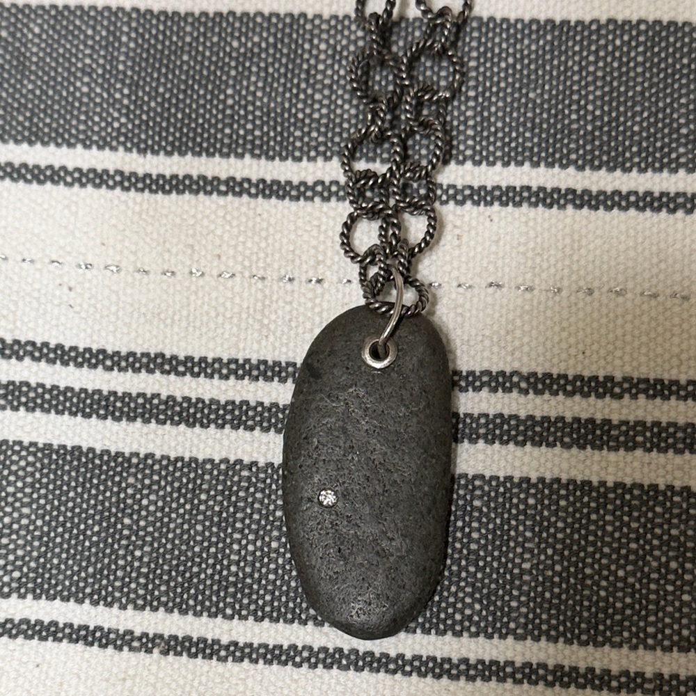 Black/Grey Handcrafted Stone Pendant Necklace